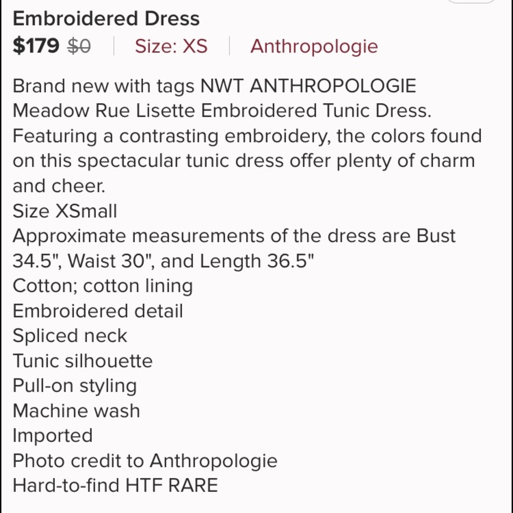 Anthropologie Lissette embroidered tunic dress - Picture 8 of 8